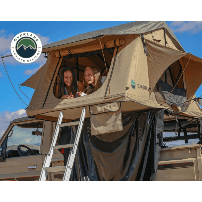 Overland Vehicle Systems Roof Top Tent OVS TMBK 3 Person Soft Shell Roof Top Tent with Green Rain Fly