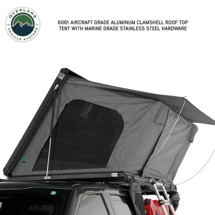 Overland Vehicle Systems Roof Top Tent Sidewinder Aluminum Side Opening Hard Shell Roof Top Tent