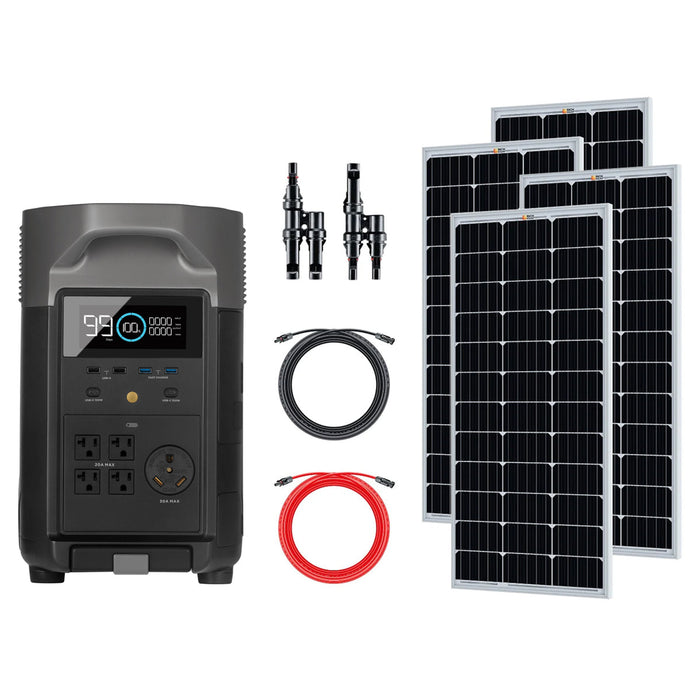 EcoFlow DELTA Pro Portable Power Station | 400 Watts of Rigid Solar Panels