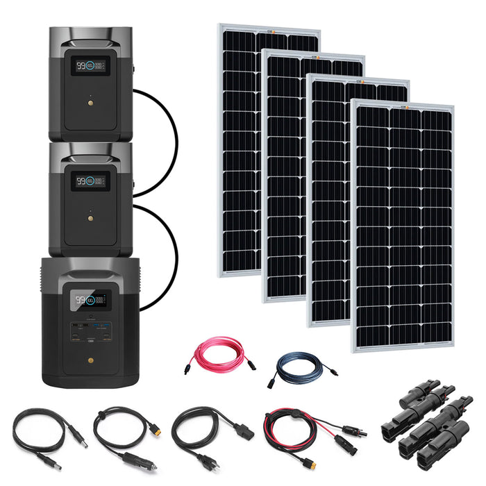 EcoFlow DELTA Max 6,000Wh Power Station | 4 x 200 Watt 12V Mono Solar Panels | Total Solar Kit